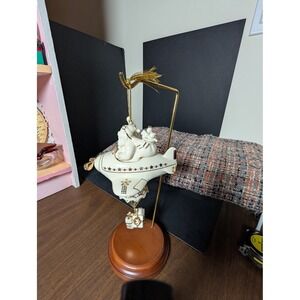 Lenox Musical Santa in Airplane Around the World Ornament with Display